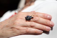 Turtle 18 Karat Gold Diamonds 0.60 Karat Sapphires 0.35 Karat Ruby Cocktail Ring