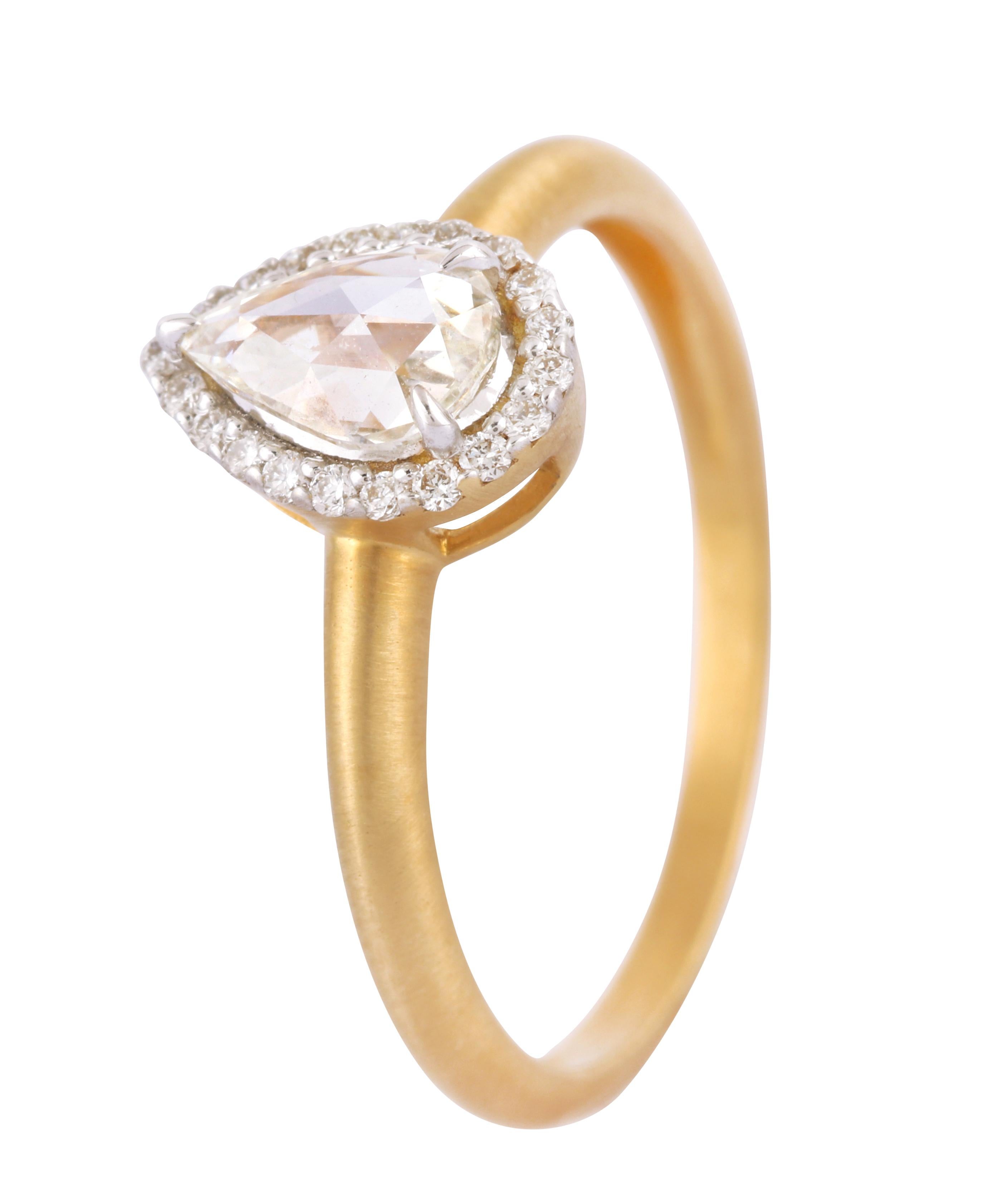 Neoclassical 18 Karat Gold 0.63 Carat Solitaire Engagement Ring For Sale