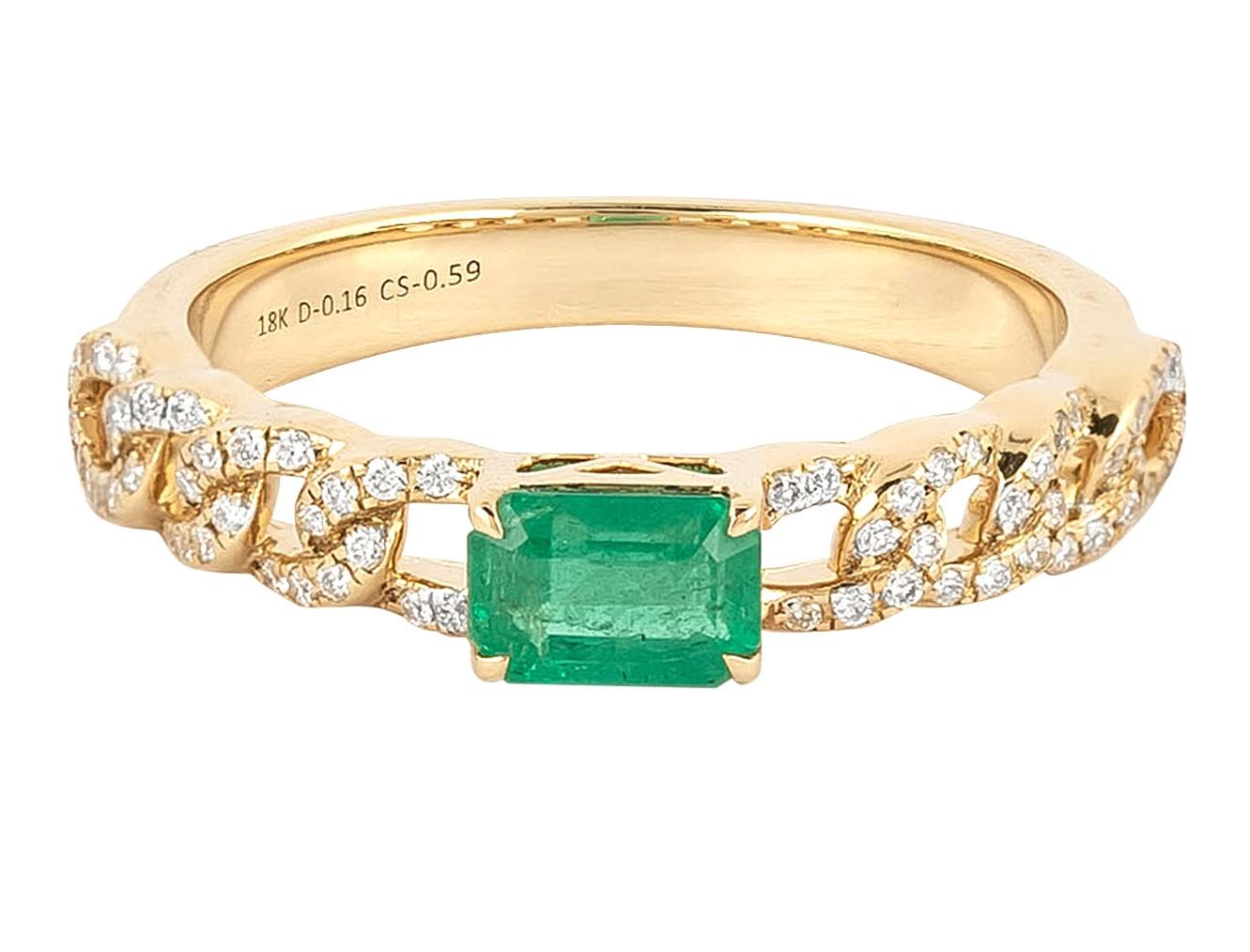 Contemporary 18 Karat Gold 0.78 Carat Diamond and Emerald Cocktail Ring  For Sale