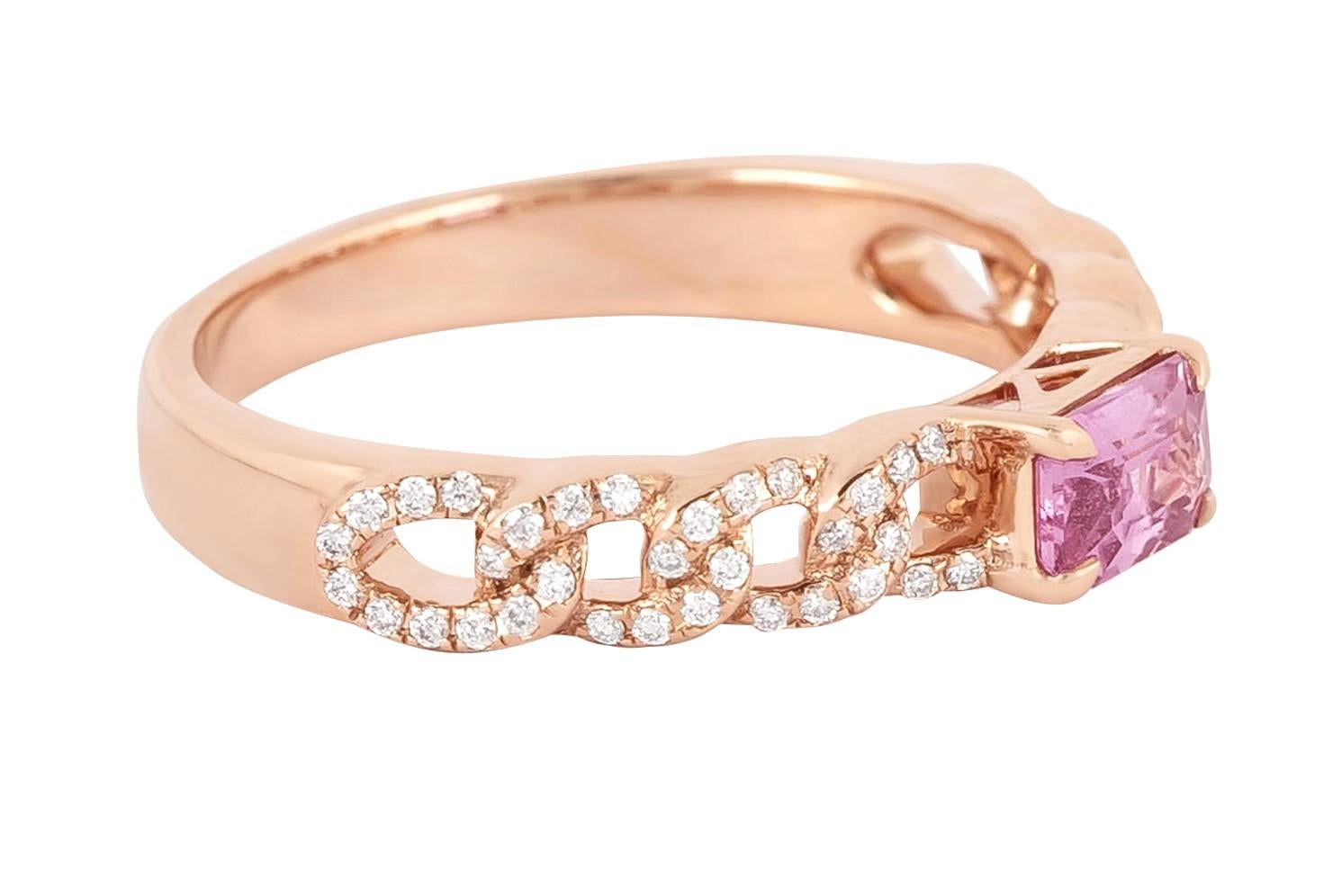 Contemporary 18 Karat Gold 0.78 Carat Diamond and Pink Sapphire Cocktail Ring  For Sale