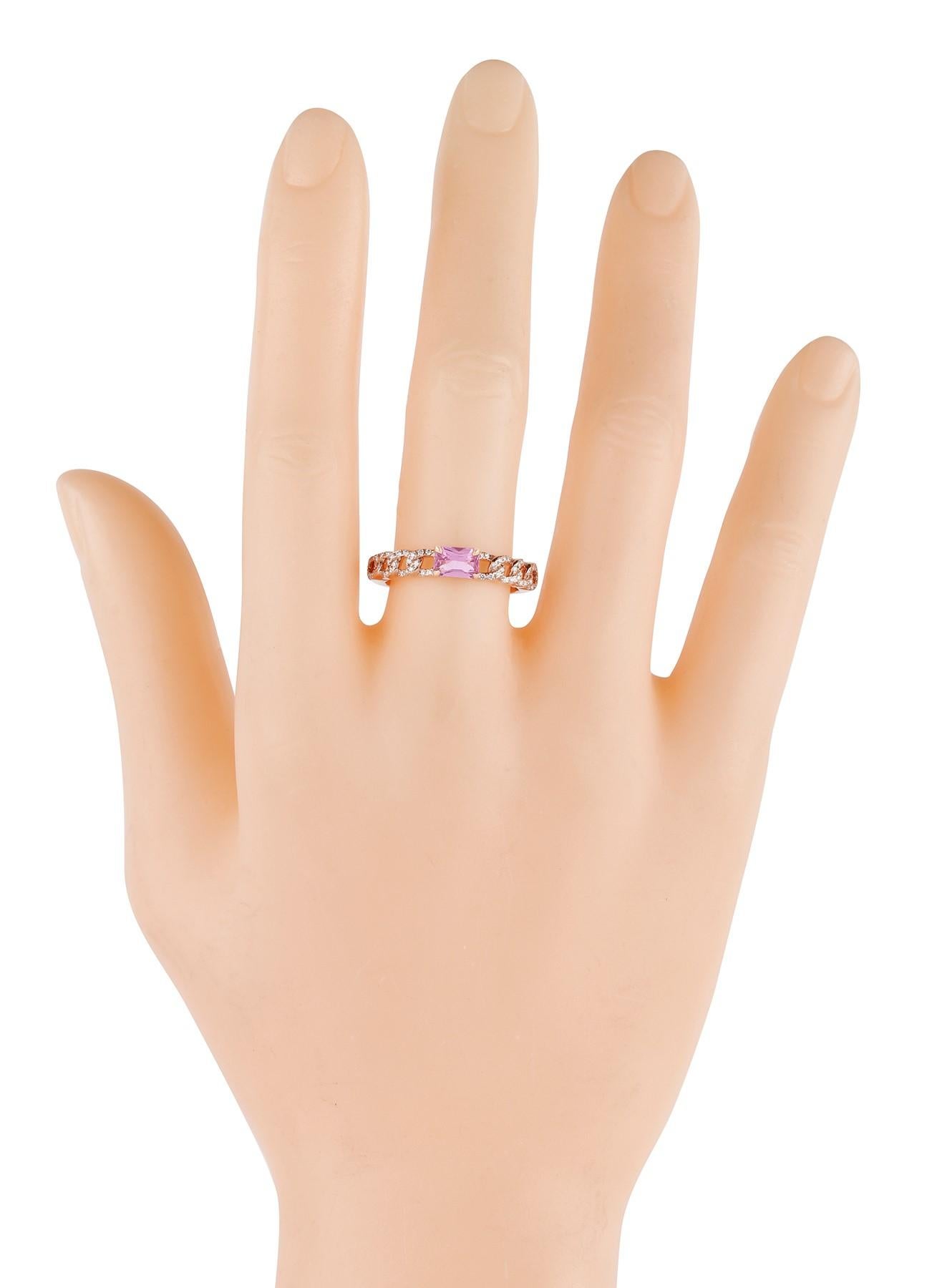 18 Karat Gold 0.78 Carat Diamond and Pink Sapphire Cocktail Ring  For Sale 1