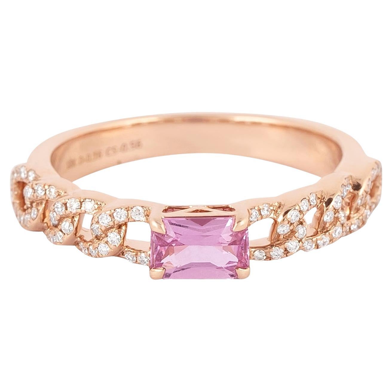 18 Karat Gold 0.78 Carat Diamond and Pink Sapphire Cocktail Ring  For Sale