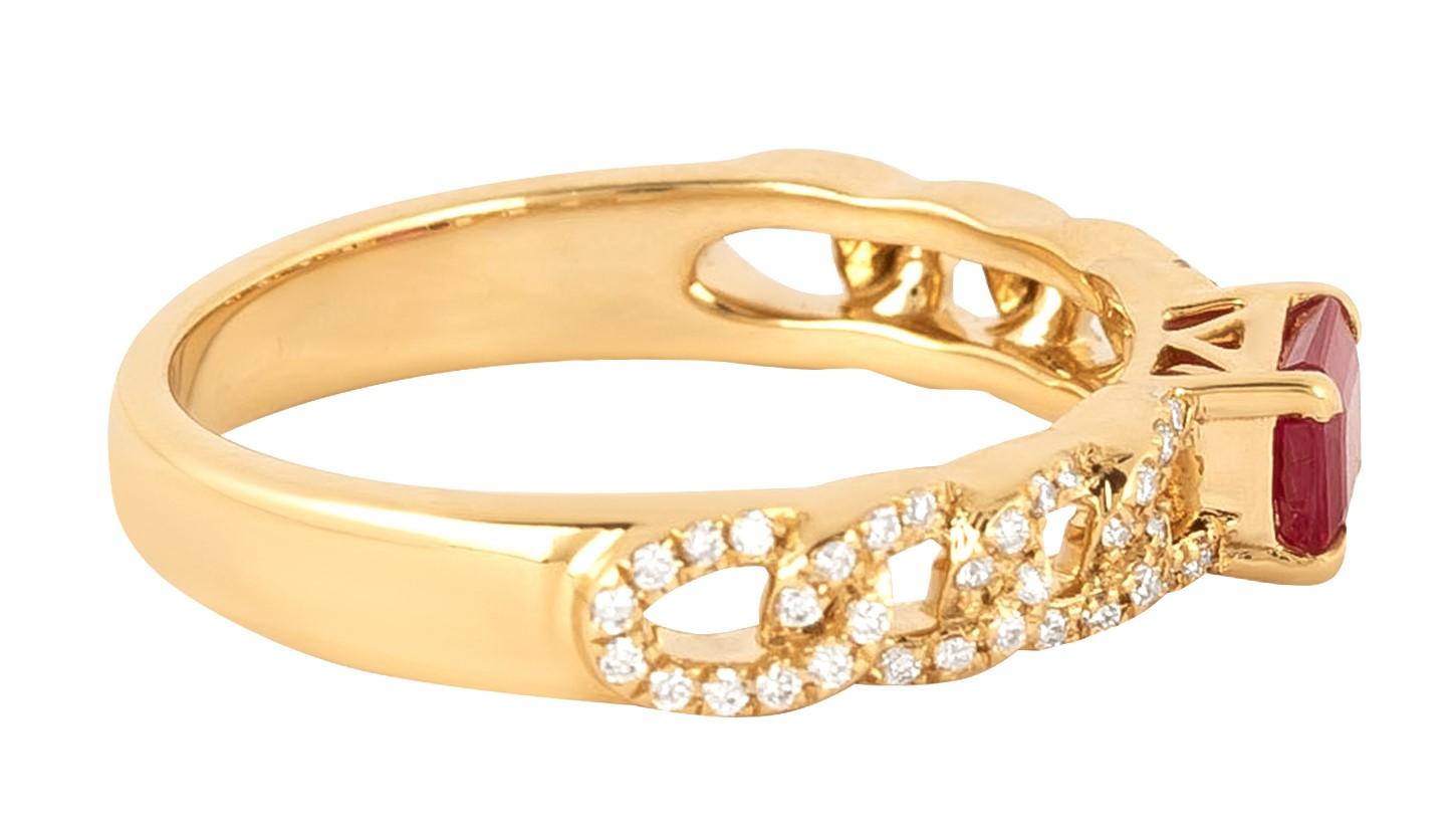Moderno Anello Cocktail in oro 18 carati con diamante e rubino da 0,78 carati in vendita