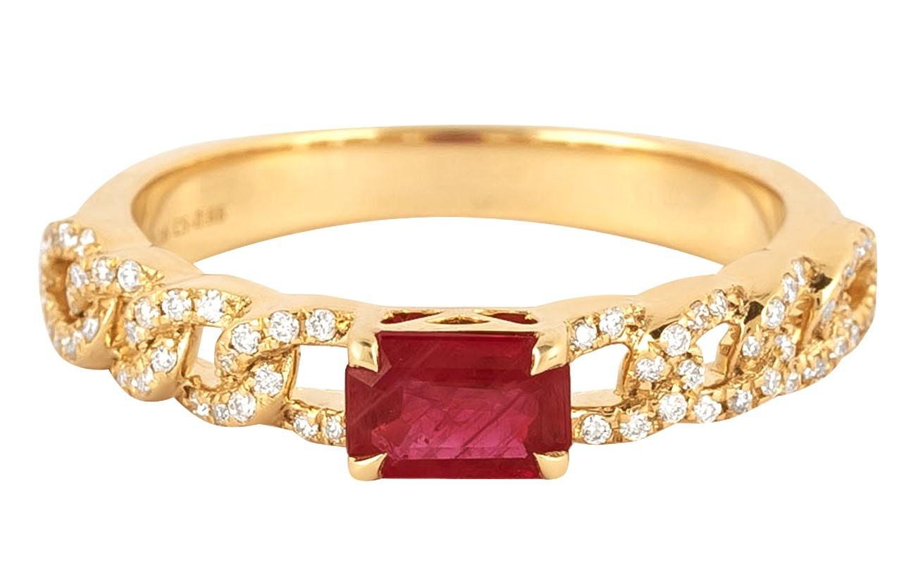 Women's 18 Karat Gold 0.78 Carat Diamond and Ruby Cocktail Ring  For Sale