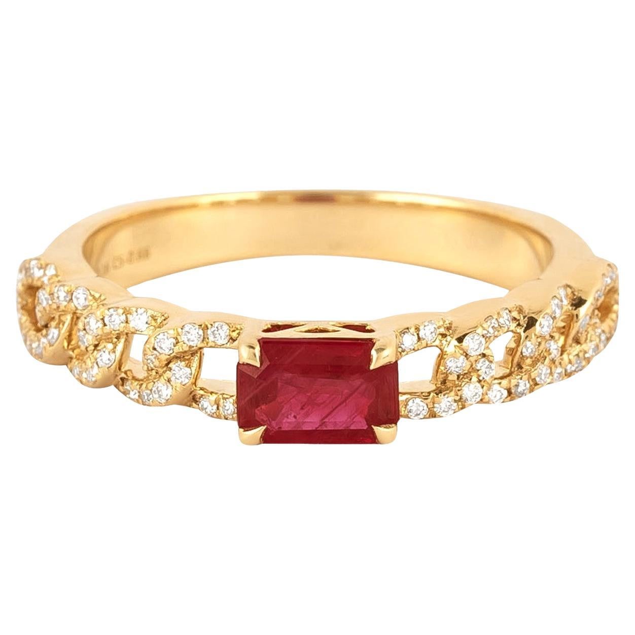 18 Karat Gold 0.78 Carat Diamond and Ruby Cocktail Ring  For Sale