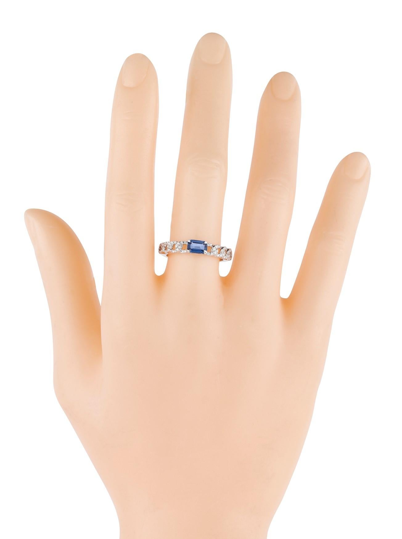 Modern 18 Karat Gold 0.78 Carat Diamond and Sapphire Cocktail Ring  For Sale