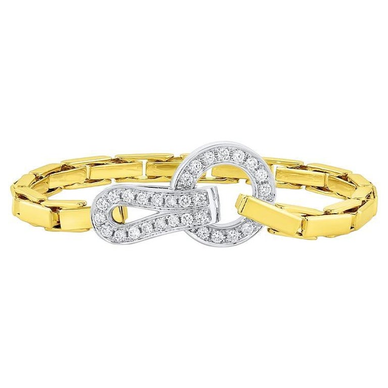 18 Karat Gold 0.78 Carat Total Weight Diamond Loop Clasp Chain Bracelet ...