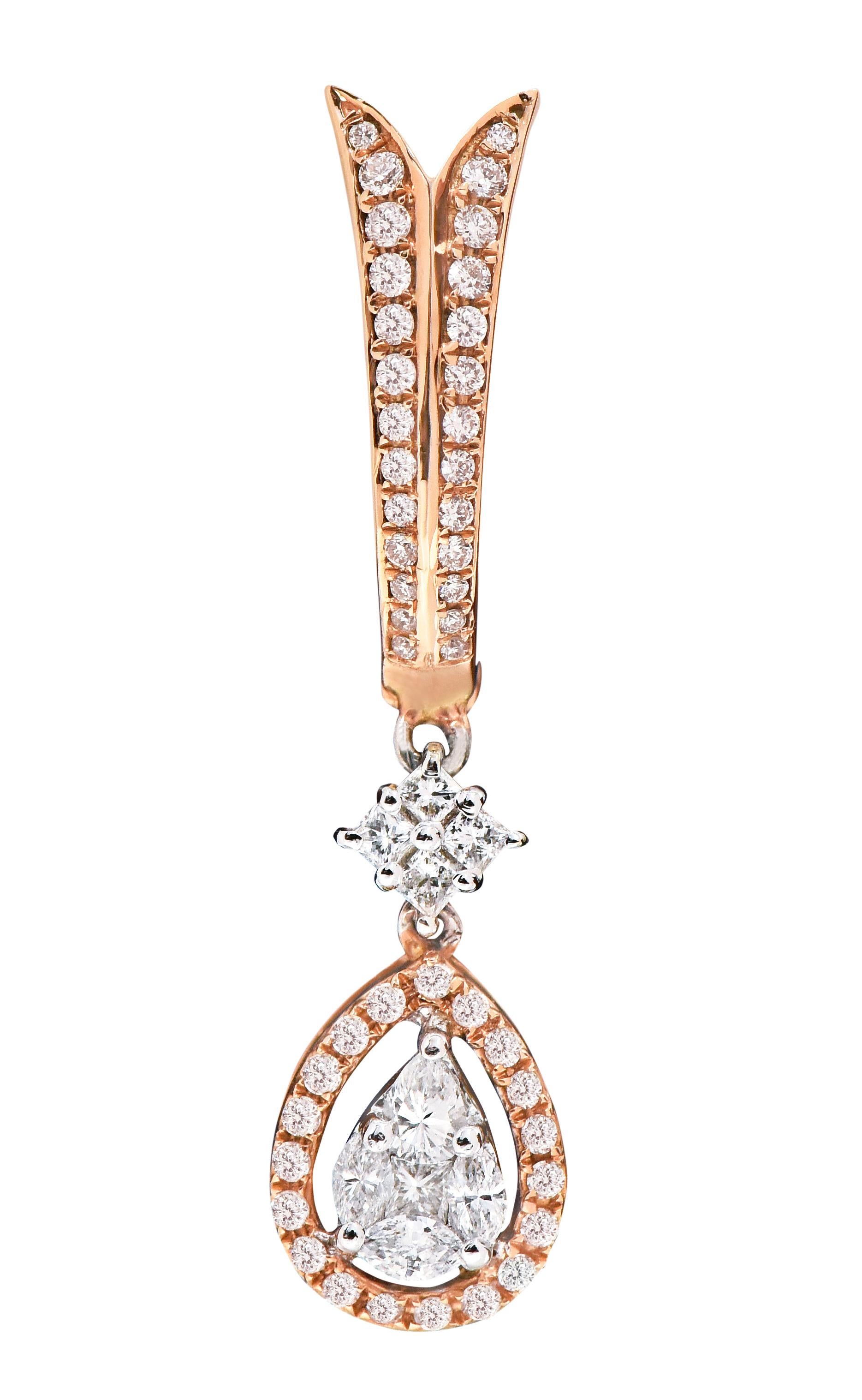 Women's 18 Karat Gold 0.79 Carat Diamond Pear Drop Earrings For Sale