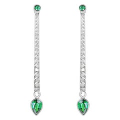Sybarite En Pointe Earrings in White Gold with Diamond & Emerald