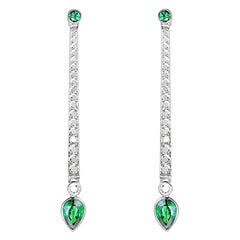 Sybarite En Pointe Earrings in White Gold with Diamond & Emerald