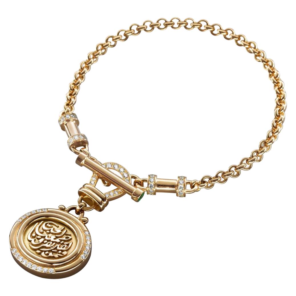 18 Karat Gold, 0.94 Carat Diamond and Pearl Calligraphy T-Lock Love Bracelet For Sale