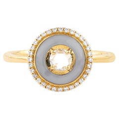 Anello Cocktail in oro 18 carati con diamante e calcedonio da 0,97 carati