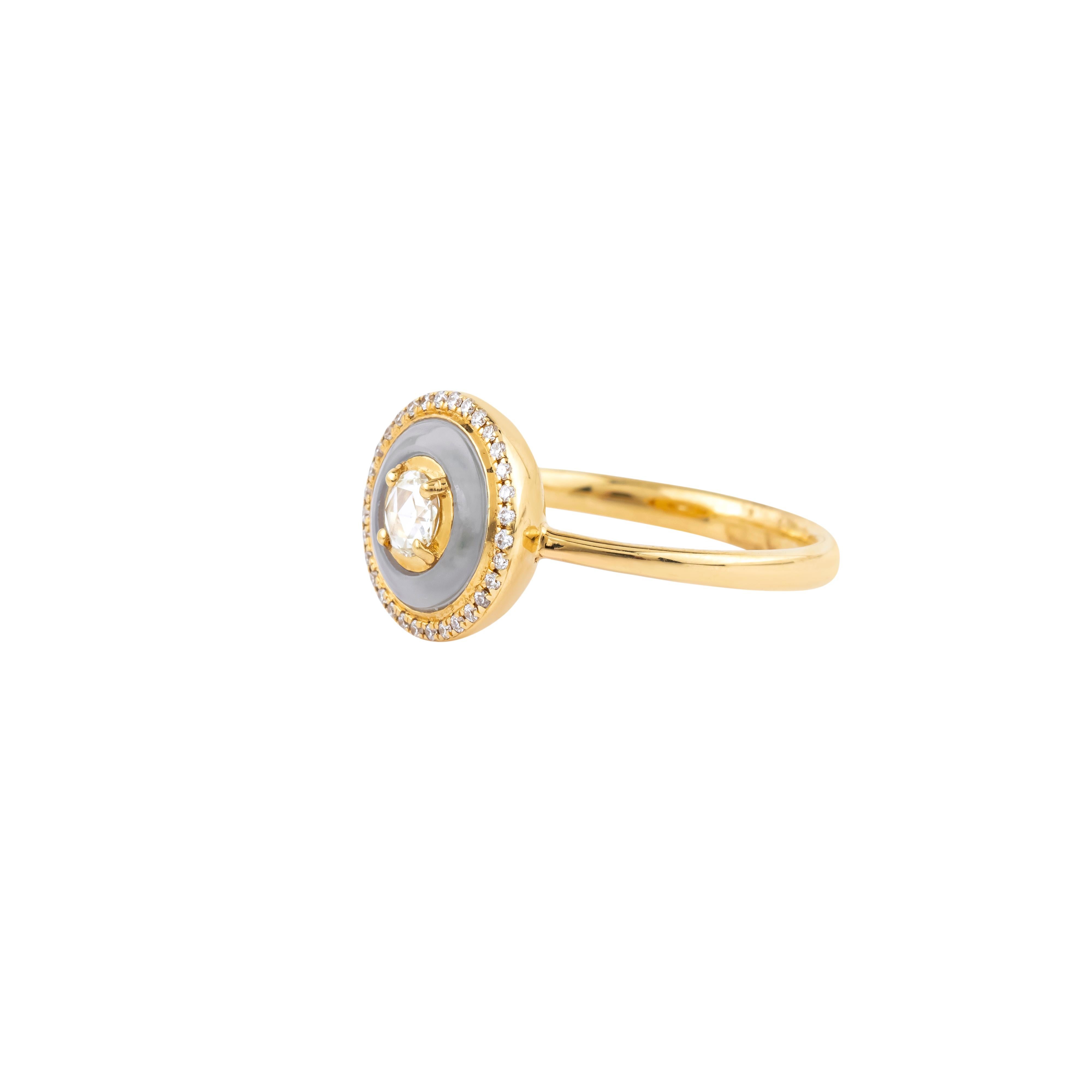 Brilliant Cut 18 Karat Gold 0.97 Carat Diamond and Chalcedony Cocktail Ring For Sale