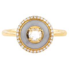 18 Karat Gold 0.97 Carat Diamond and Chalcedony Cocktail Ring