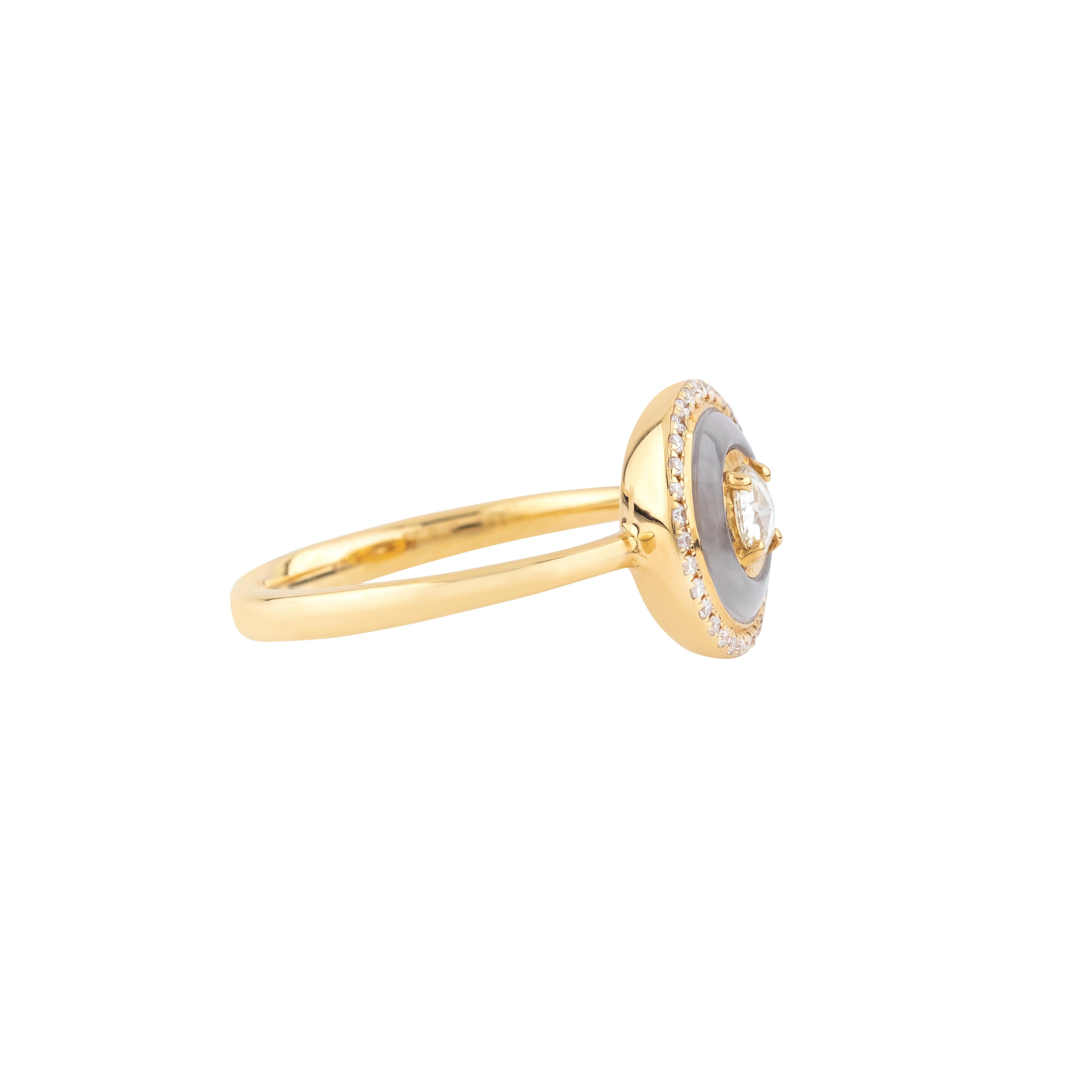 Modern 18 Karat Gold 0.97 Carat Diamond and Chalcedony Fashion Ring For Sale