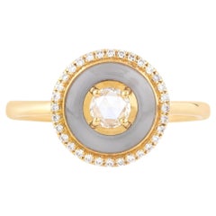 18 Karat Gold 0.97 Carat Diamond and Chalcedony Fashion Ring