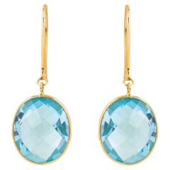 18 Karat Gold 10 Carat Blue Topaz Drop Earrings