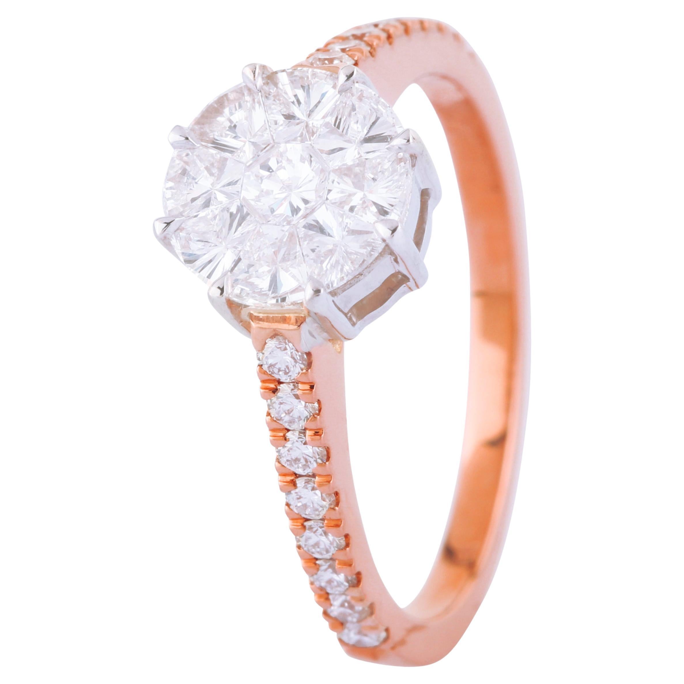 18 Karat Gold 1.00 Carat Diamond Engagement Ring For Sale
