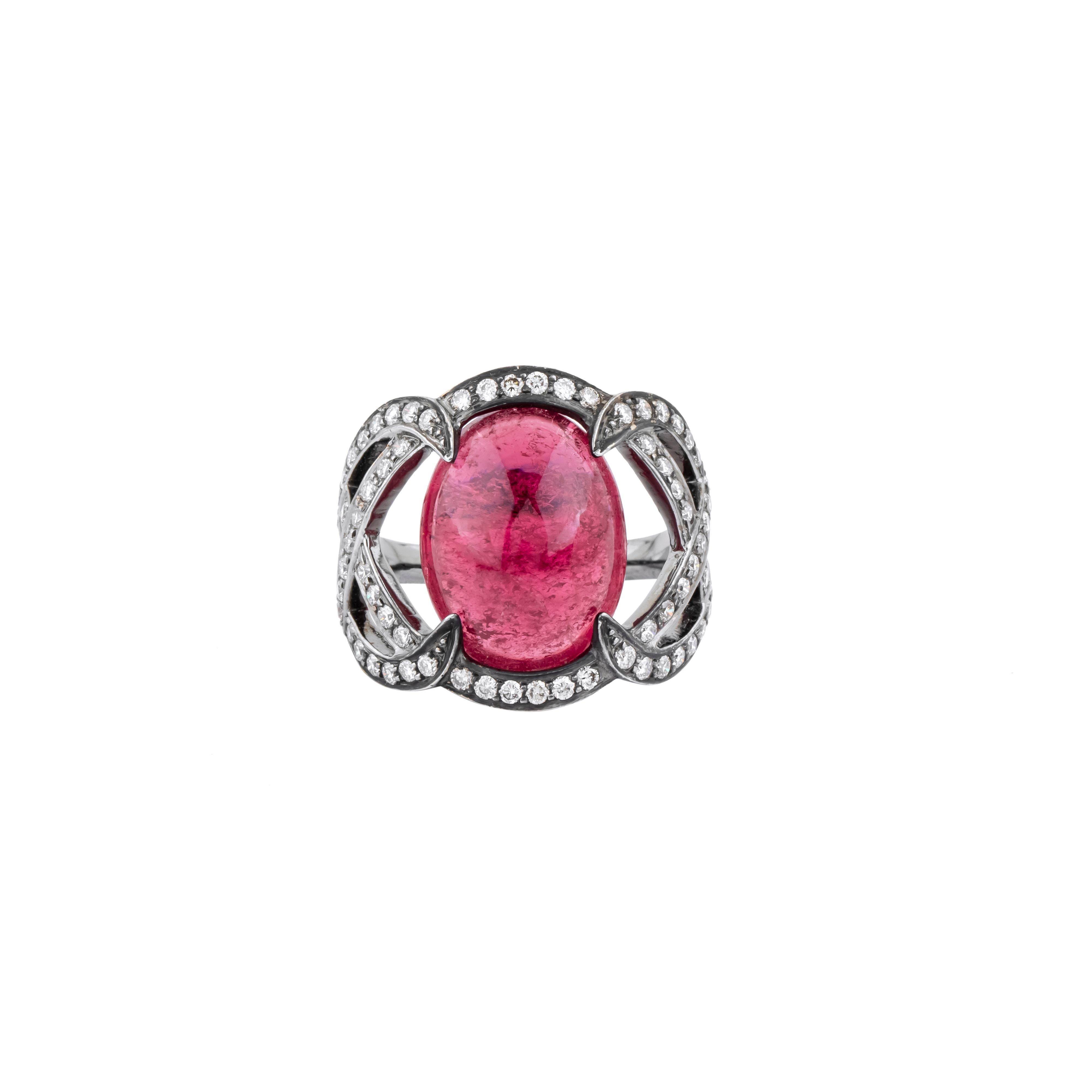 Contemporain Bague solitaire en or 18 carats 10,17 carats Tourmaline et diamant en vente
