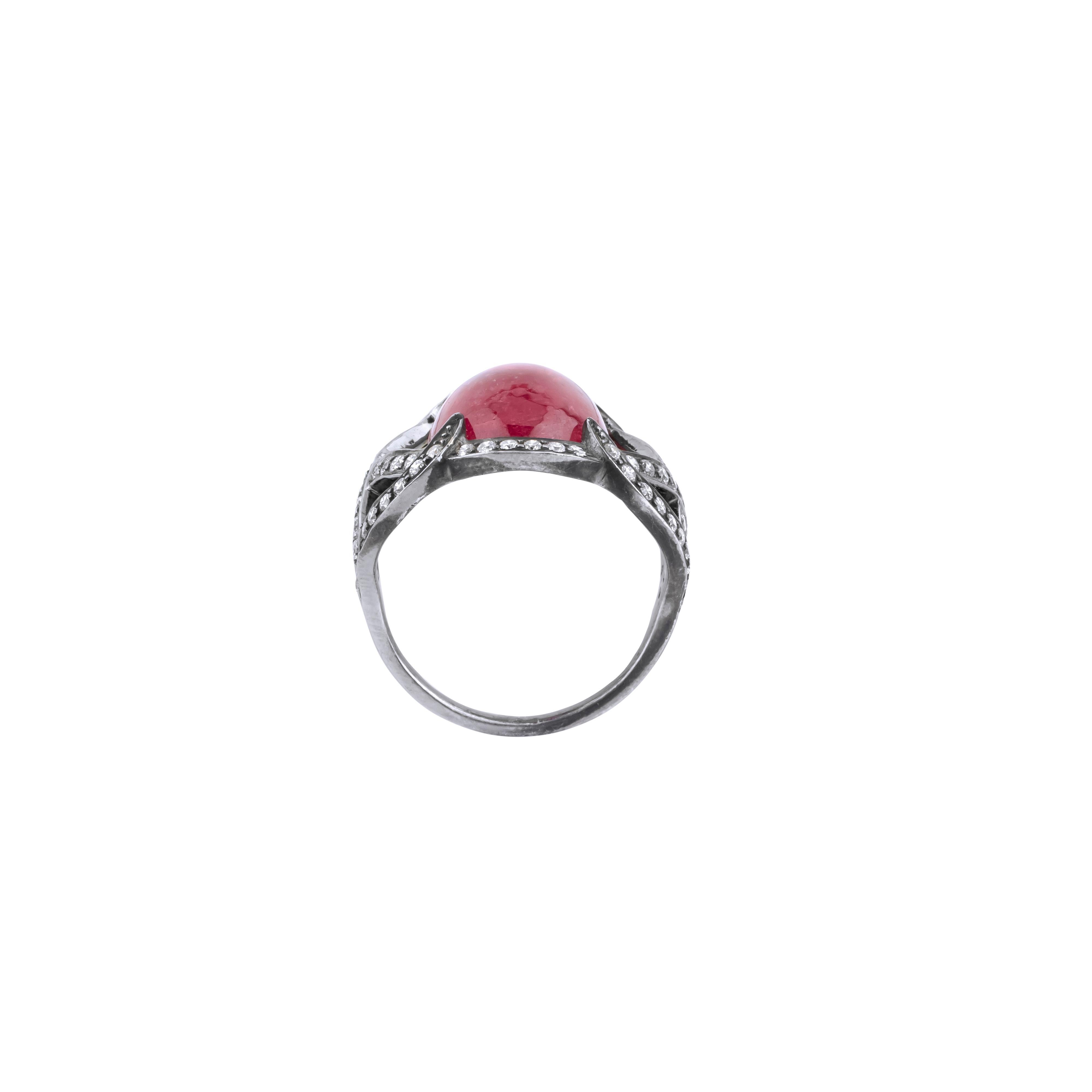 Bague solitaire en or 18 carats 10,17 carats Tourmaline et diamant Neuf - En vente à Jaipur, IN