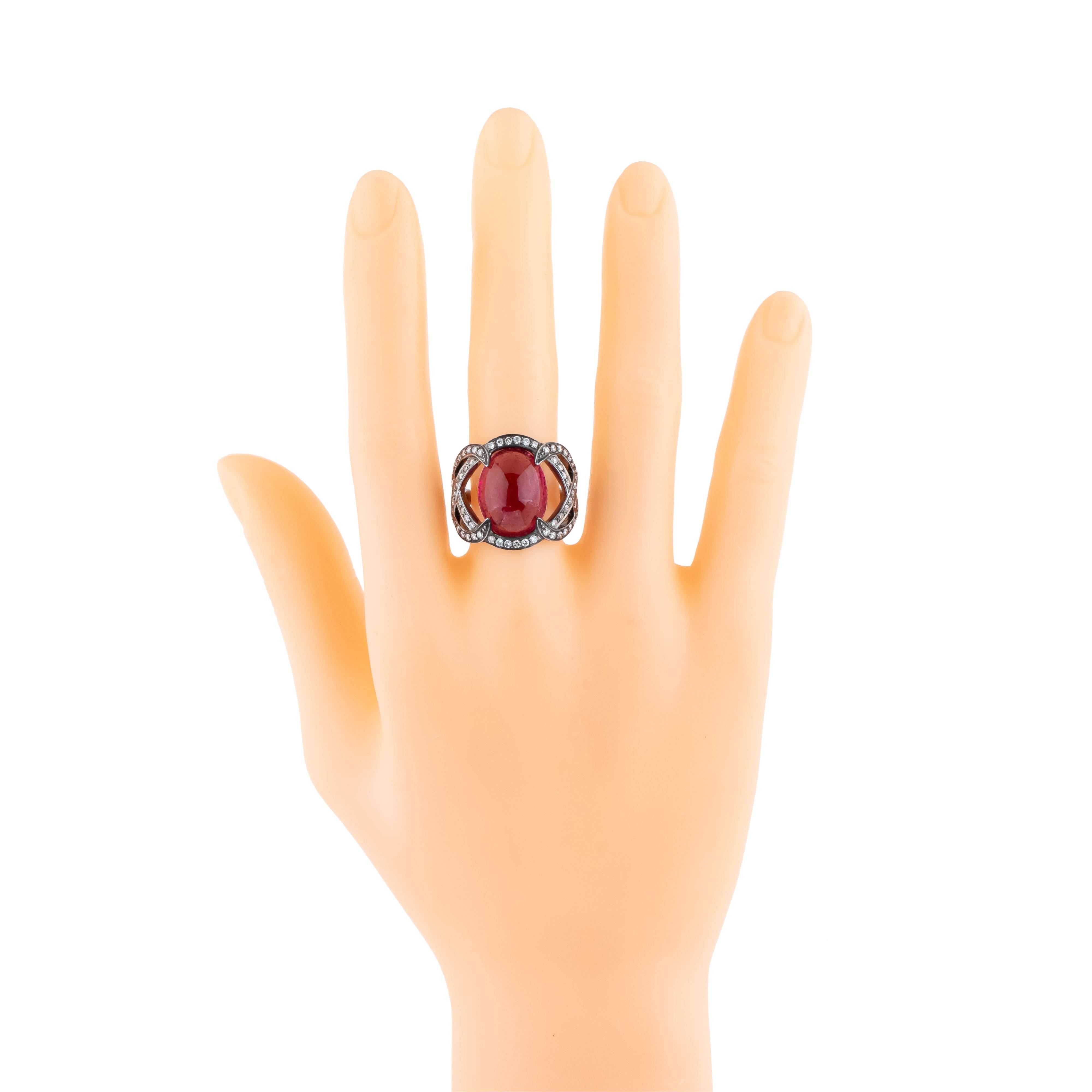 Bague solitaire en or 18 carats 10,17 carats Tourmaline et diamant Pour femmes en vente