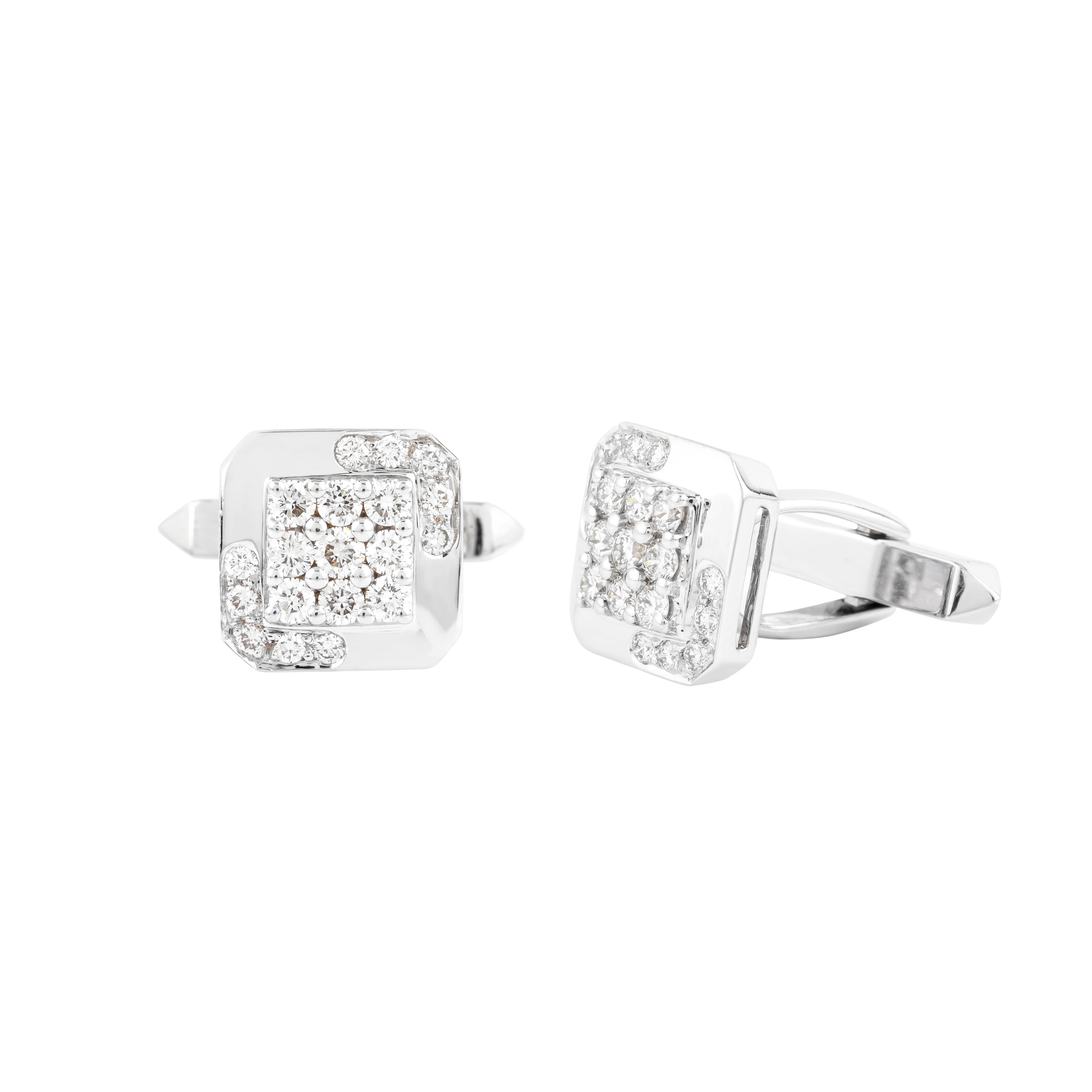 Boutons de manchette en or 18 carats 1,04 carat de diamant