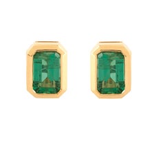 18 Karat Gold 1.05 Carat Emerald Cocktail Stud Earrings