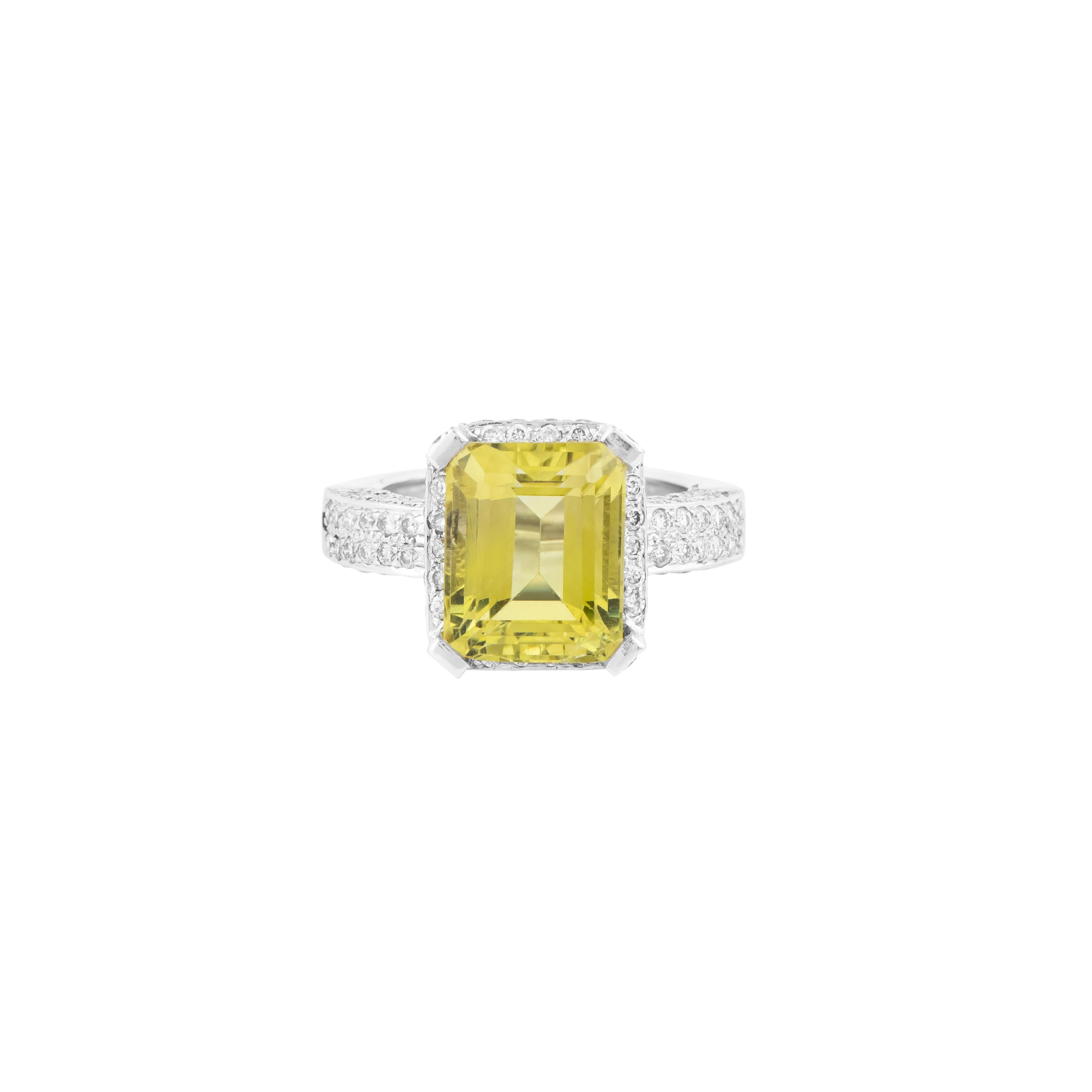 Contemporain Bague cocktail en or 18 carats, topaze citron 10,6 carats et diamants en vente