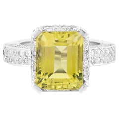 18 Karat Gold 10.6 Carat Lemon Topaz and Diamond Cocktail Ring