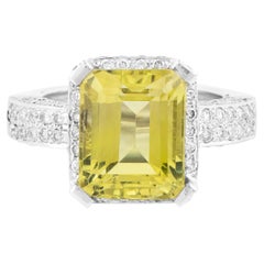 Anillo Cóctel de Oro de 18 Kilates, 10,6 Quilates, Topacio Limón y Diamantes
