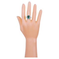 18 Karat Gold 10.60 Carat Natural Emerald and Solitaire Diamond Cocktail Ring