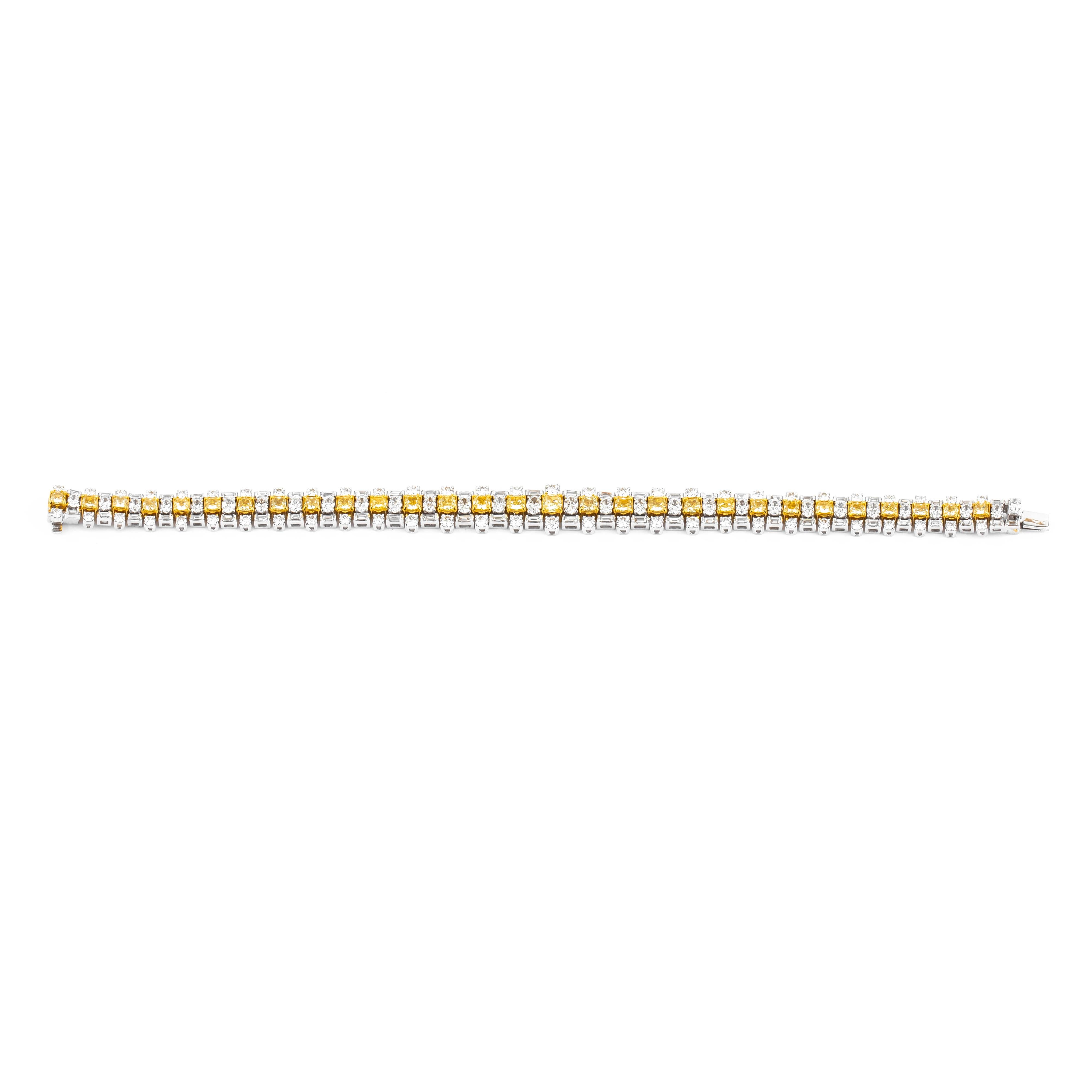Taille brillant Bracelet tennis en or 18 carats avec diamants jaunes de 10,691 carats en vente