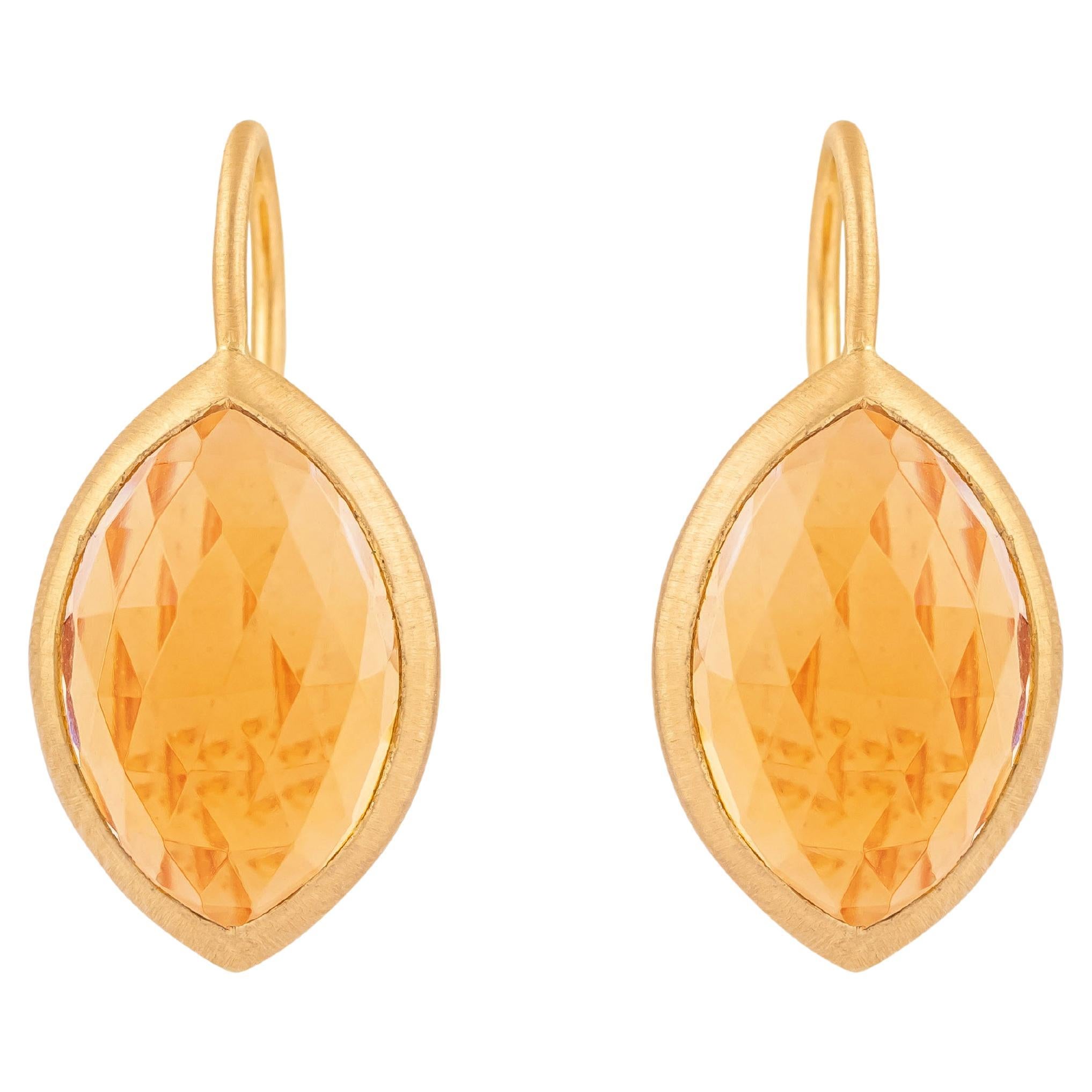 18 Karat Gold 11 Carat Golden Topaz Drop Earrings
