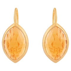 18 Karat Gold 11 Carat Golden Topaz Drop Earrings