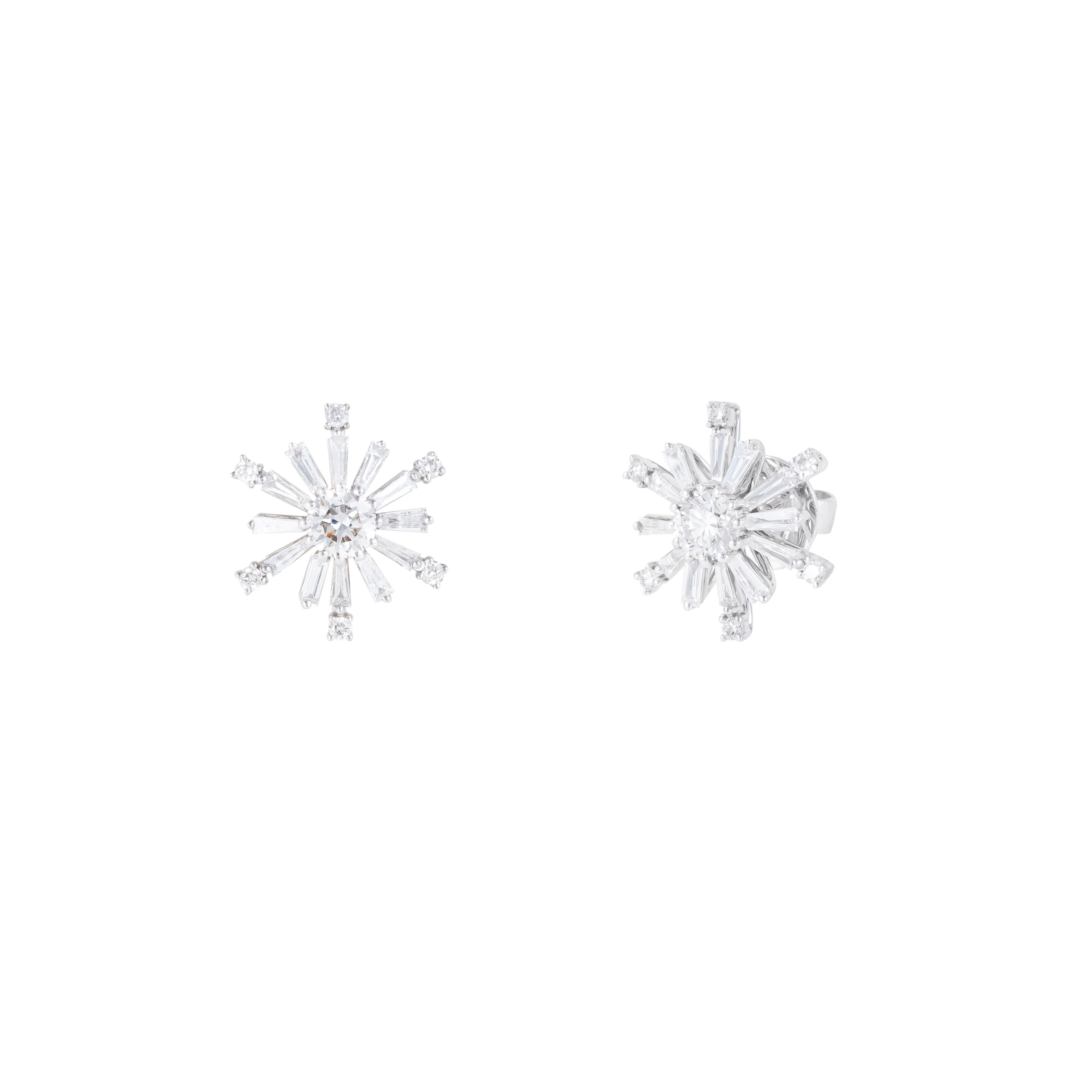 Pendientes de oro de 18 quilates con diamantes de 1,122 quilates Moderno en venta