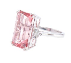 Anello Cocktail in oro 18 carati da 11,41 carati con Morganite rosa e solitario di diamanti