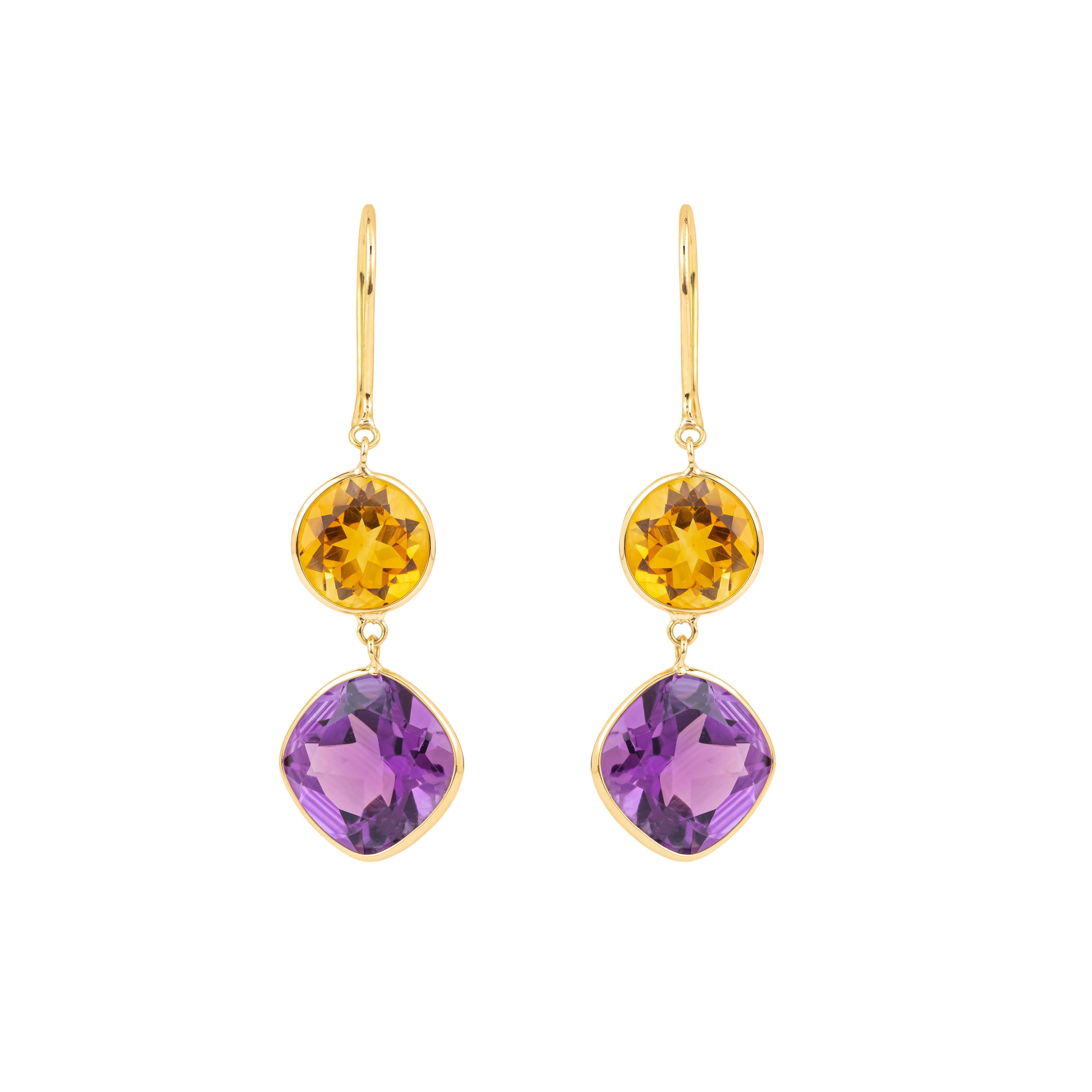 Modern 18 Karat Gold 11.5 Carat Mix Stones Drop Earrings For Sale