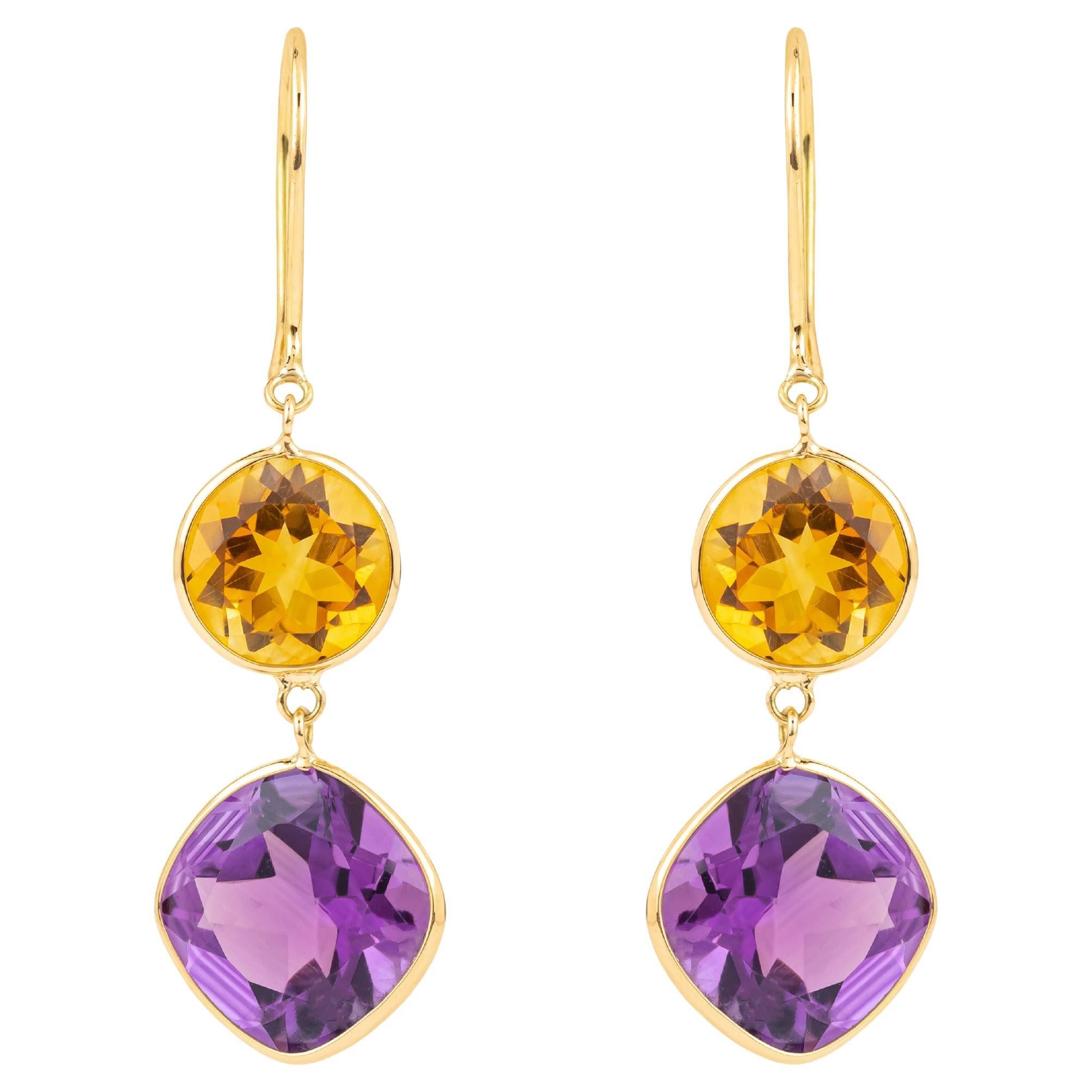 18 Karat Gold 11.5 Carat Mix Stones Drop Earrings For Sale