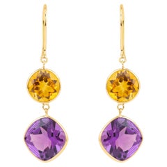 18 Karat Gold 11.5 Carat Mix Stones Drop Earrings