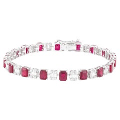 18 Karat Gold 11,52 Karat Rubin und Diamant-Tennisarmband
