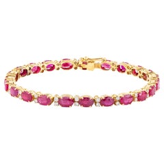 Bracciale tennis in oro 18 carati con rubini e diamanti da 11,6 carati
