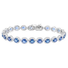 Bracciale Tennis in oro 18 carati con zaffiri e diamanti da 12,03 carati