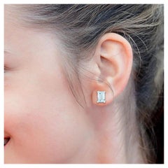 18 Karat Gold 1,21 Karat Aquamarin 'Emerald Cut' Ohrstecker