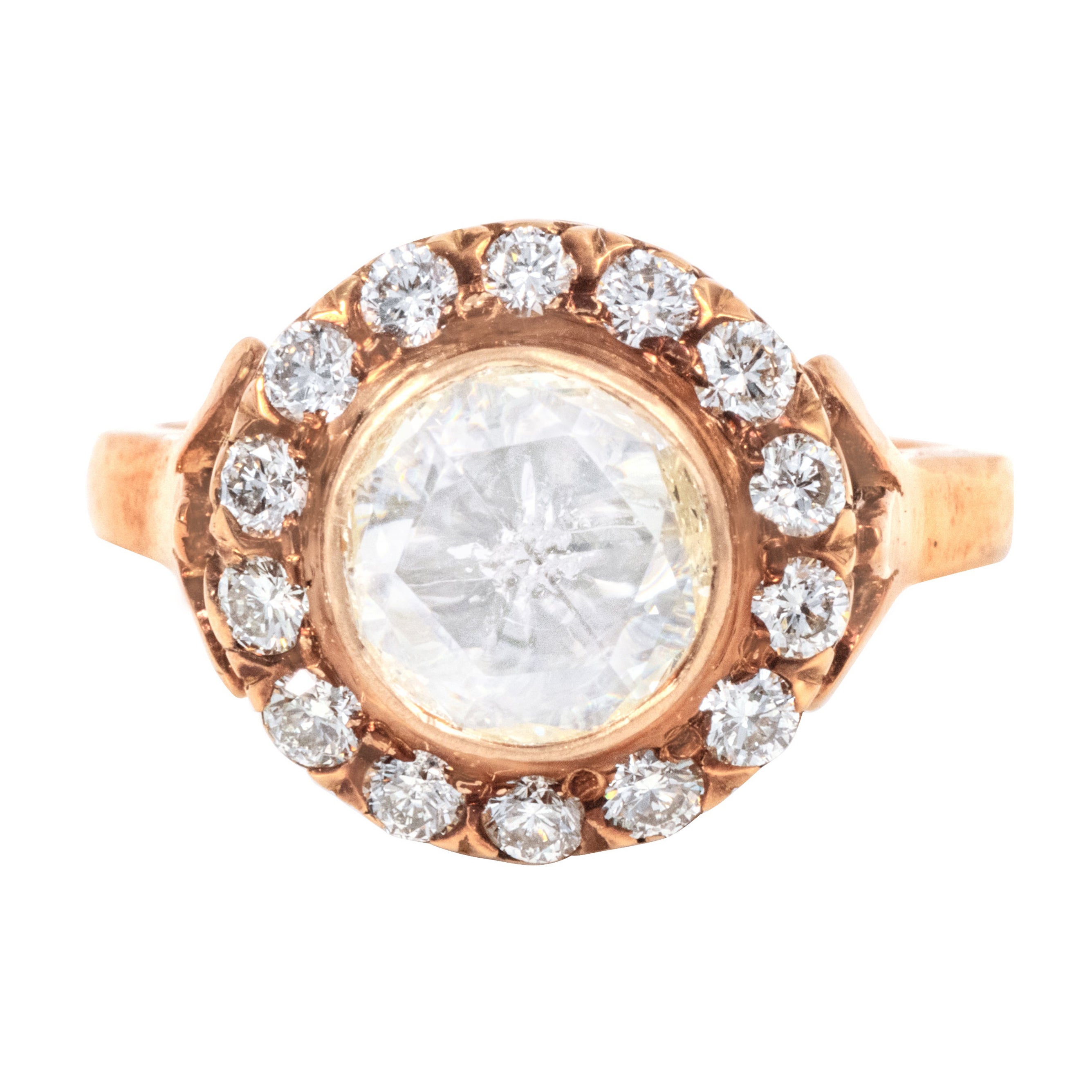 Anello in oro 18 carati con diamante da 1,22 carati in stile Art-Deco in vendita