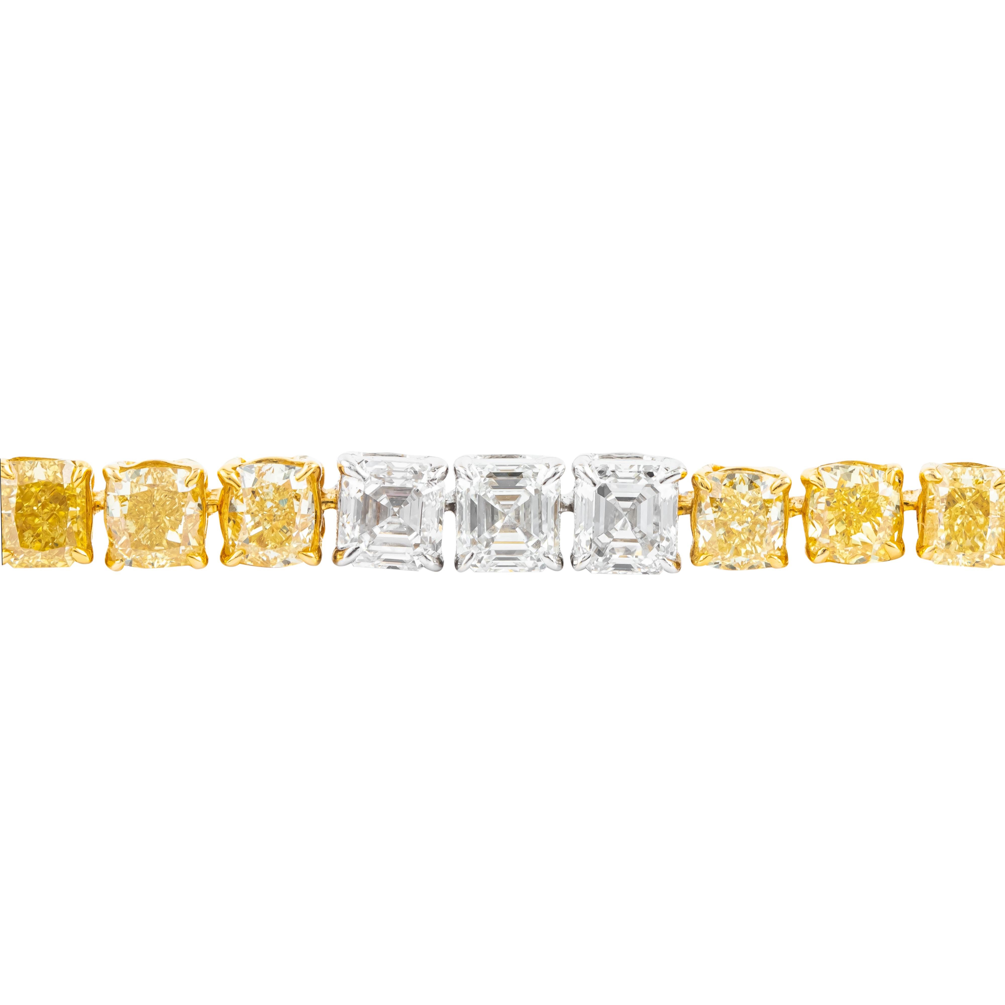 18 Karat Gold 12,7 Karat Gelbes Diamant- und Diamant-Tennisarmband (Moderne) im Angebot
