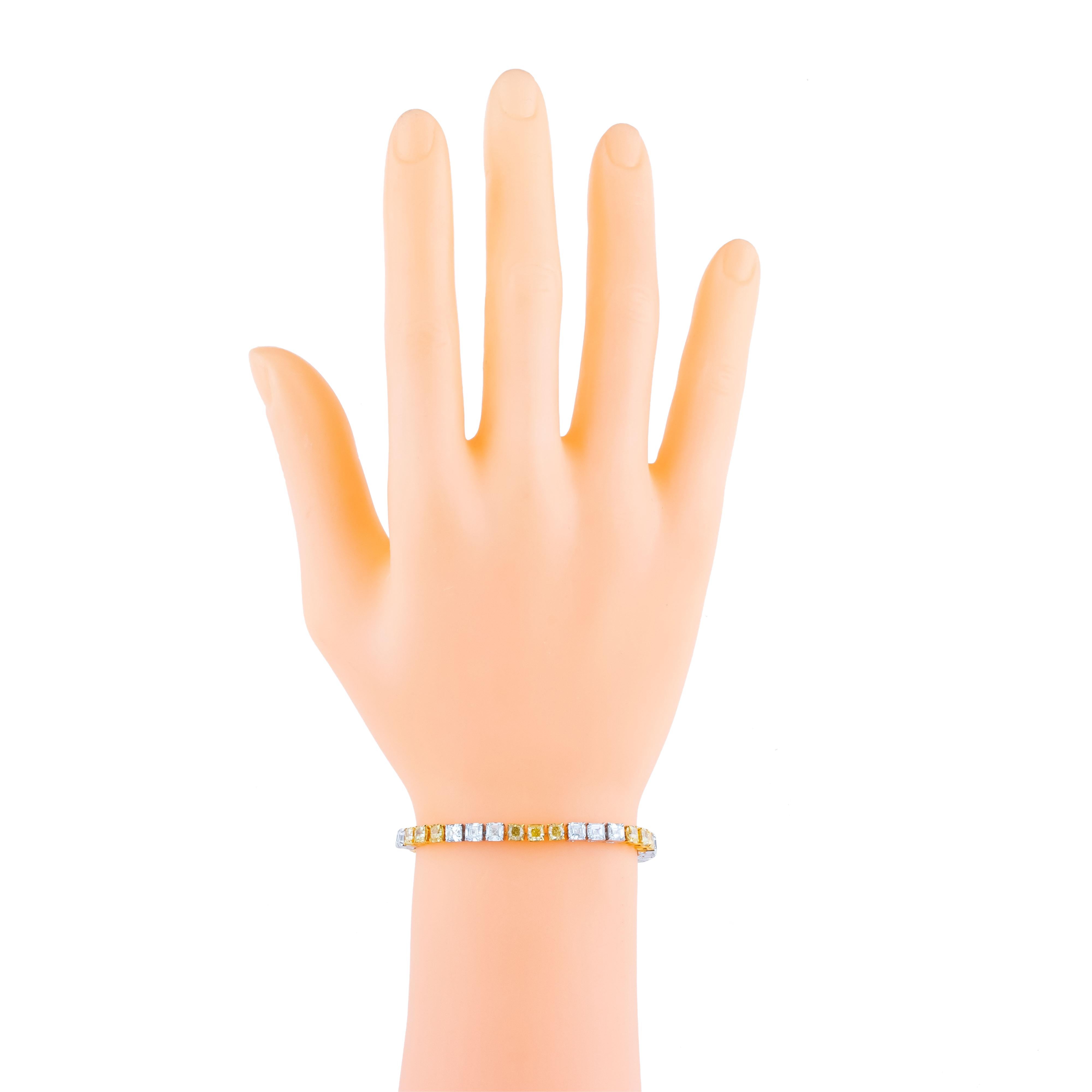 18 Karat Gold 12,7 Karat Gelbes Diamant- und Diamant-Tennisarmband im Zustand „Neu“ im Angebot in Jaipur, IN