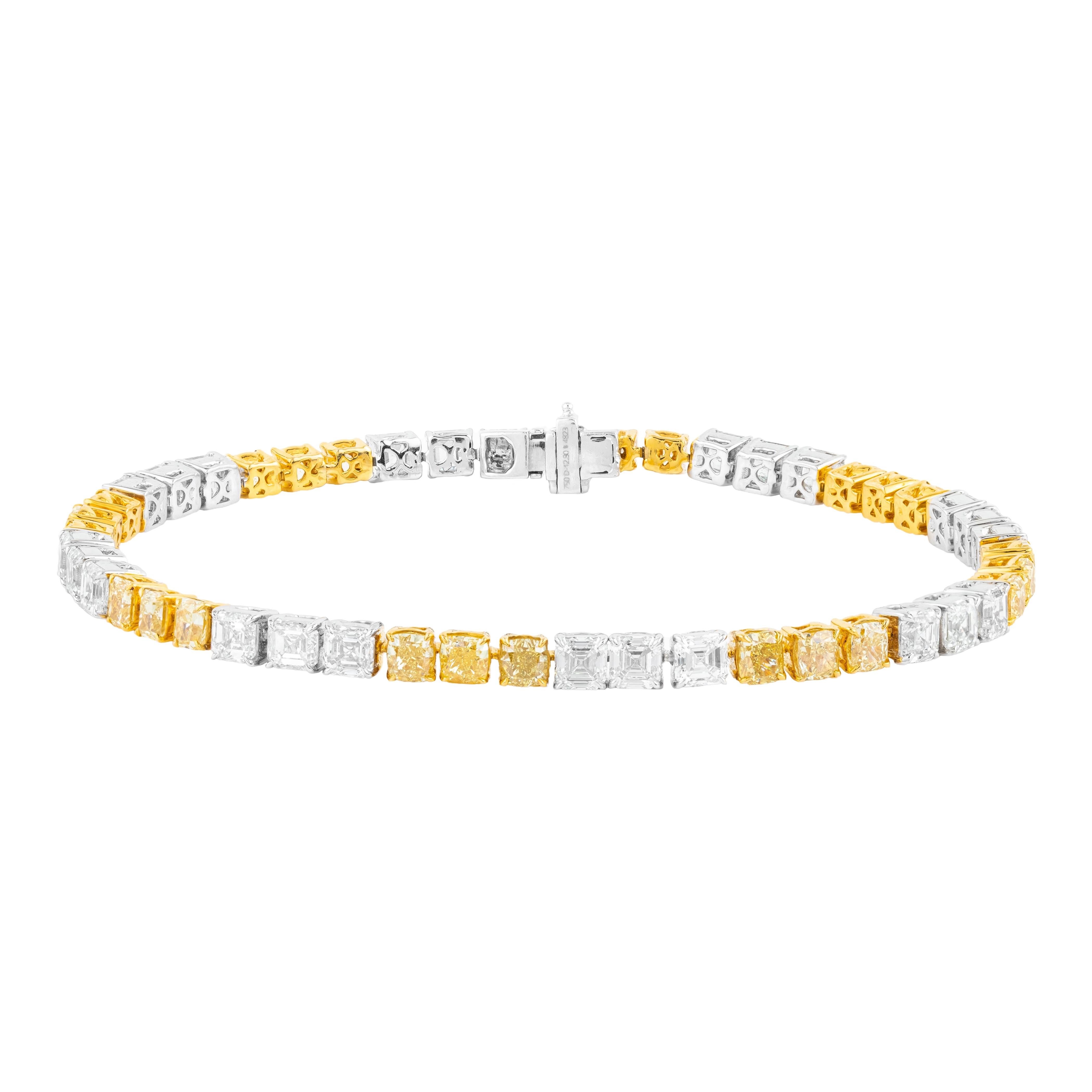18 Karat Gold 12,7 Karat Gelbes Diamant- und Diamant-Tennisarmband Damen im Angebot