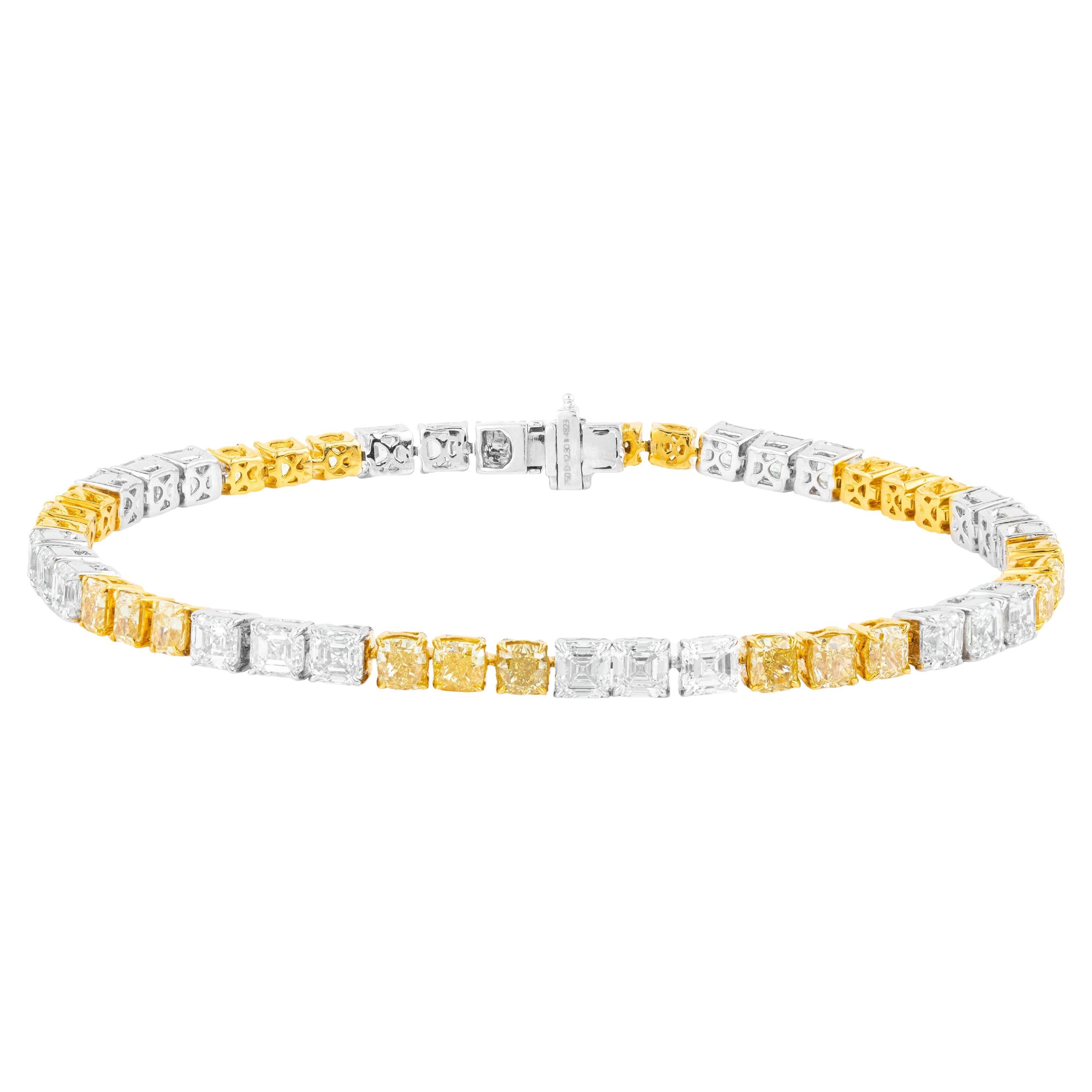 Bracelet tennis en or 18 carats avec diamants jaunes de 12,7 carats