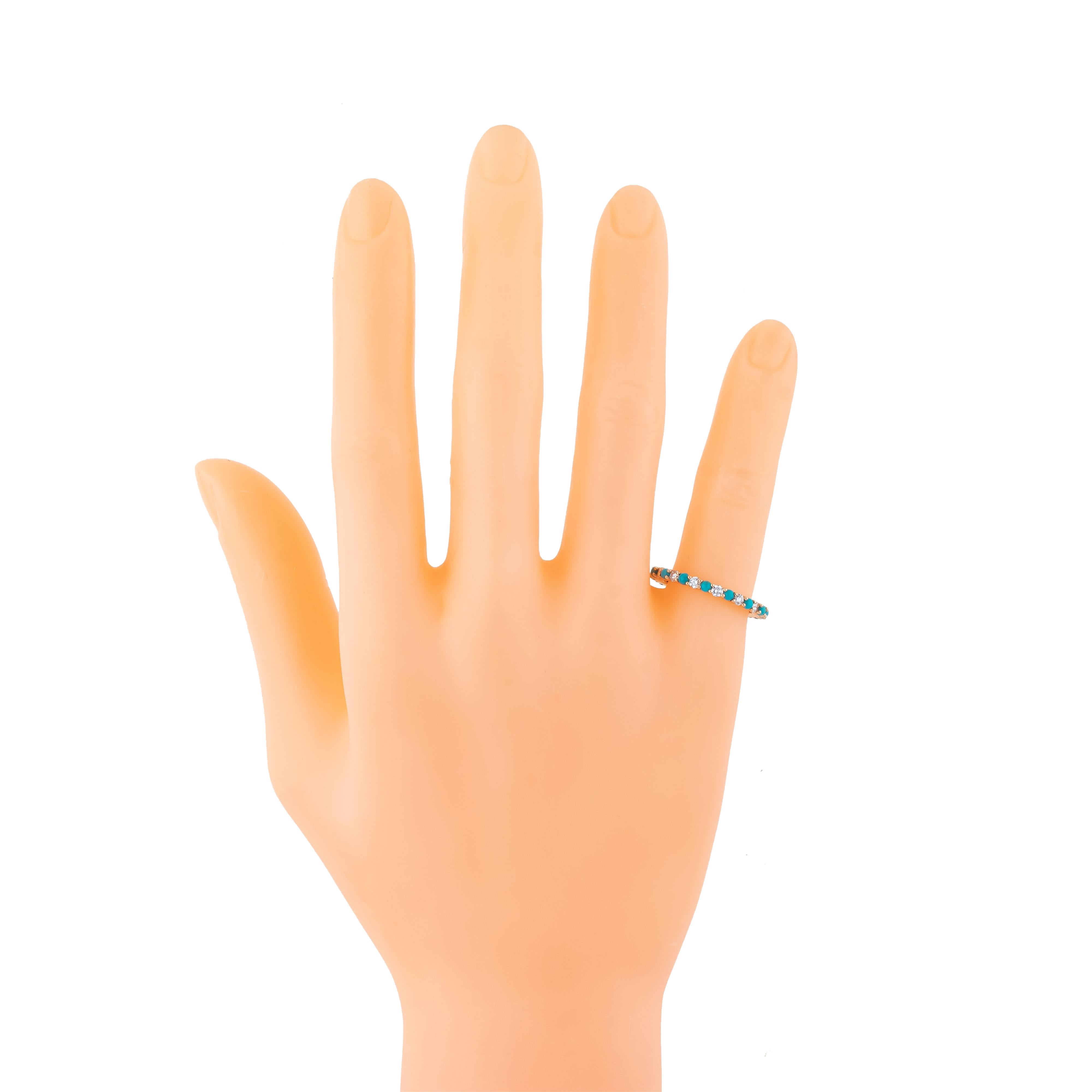 Anillo Infinito de Oro de 18 Kilates con Diamantes y Turquesa de 1,29 Quilates en Nuevo estado para la venta en Jaipur, IN
