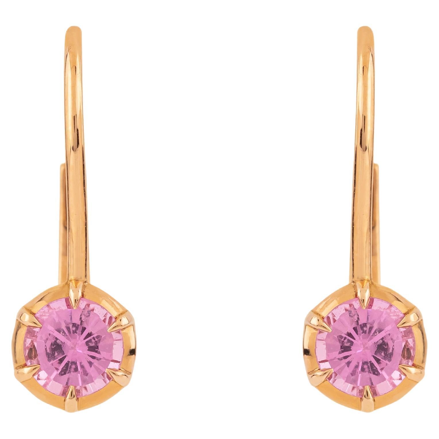 18 Karat Gold 1.3 Carat Pink Sapphire Hoop Earrings